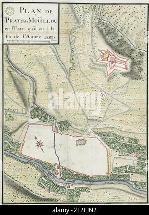 Prats-de-Mollo - Plan de Prats de Moüillou à la fin de l'année 1703. Banque D'Images