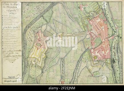 Prats-de-Mollo -Plan de Prats de Moüilloû - 1744. Banque D'Images