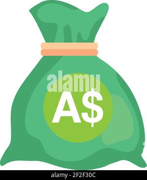Dollar australien devise Note argent icône sac de couleur verte Pour les applications et les sites Web Illustration de Vecteur
