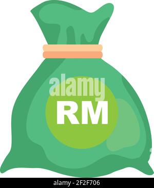 Malaisie ringgit devise Note argent icône sac en vert Pour les applications et les sites Web Illustration de Vecteur