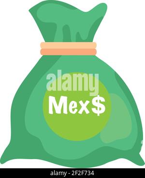 Mexique Peso devise Note argent icône sac en vert Pour les applications et les sites Web Illustration de Vecteur