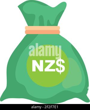 Dollar de Nouvelle-Zélande Note argent icône sac en vert Couleur pour applications et sites Web Illustration de Vecteur