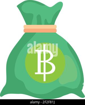 Thaïlande Thai monnaie Note argent icône sac en vert Pour les applications et les sites Web Illustration de Vecteur