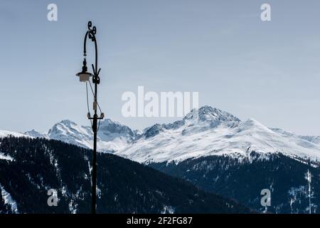 Suisse, Davos, Mars, vue sur la montagne Banque D'Images