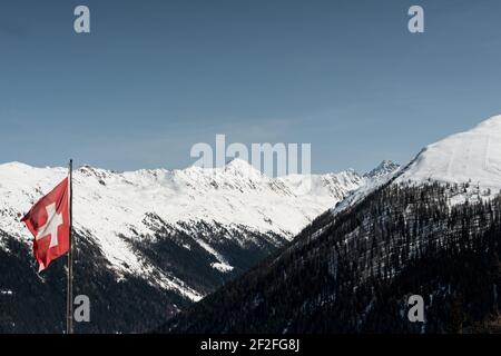 Suisse, Davos, Mars, vue sur la montagne Banque D'Images