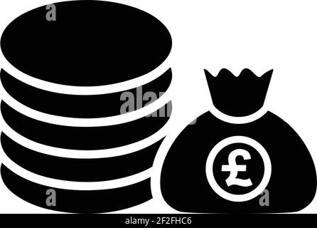 Pièces, argent, livre sterling icône est utilisé dans la conception et le développement de sites Web, commercial, médias imprimés, Web ou tout type de projet de conception. Illustration de Vecteur