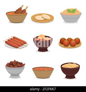 Illustration vectorielle de la collection d'éléments de repas iftar dessinés à la main. Illustration de Vecteur