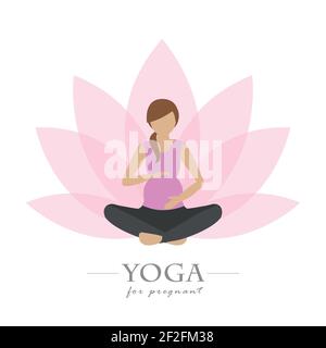 yoga pour les femmes enceintes fleur de lotus colorée Illustration de Vecteur