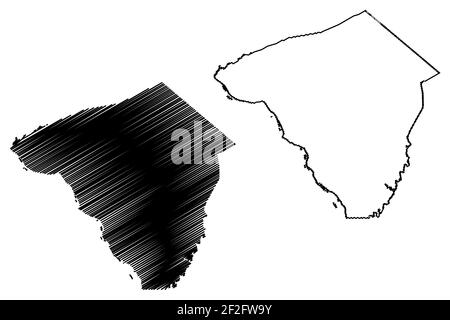 Lancaster County, Commonwealth of Pennsylvania (comté des États-Unis, États-Unis d'Amérique, États-Unis, États-Unis) carte illustration vectorielle, scribble sketch Lengesc Illustration de Vecteur