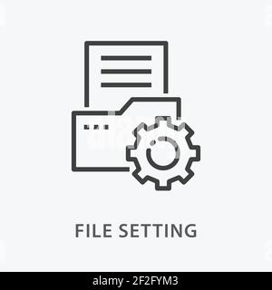 Icône de ligne de paramètres de fichier sur fond blanc. Illustration de Vecteur