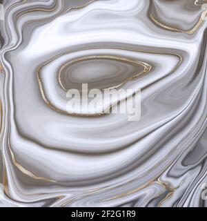 Beau marbre gris abstrait réaliste agate avec des veines dorées. Texture agate de marbrures abstraites et arrière-plan de courbes d'or brillantes. Effet de marbrures fluides. Illustration Banque D'Images