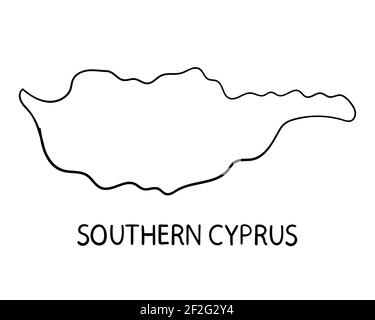 Carte du sud de Chypre - Illustration dessinée à la main Banque D'Images