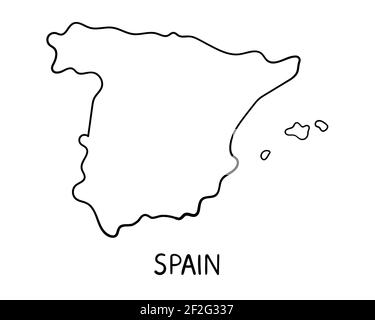 Carte d'Espagne - Illustration dessinée à la main Banque D'Images