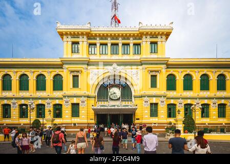 30 décembre 2016 : poste centrale de Saigon. Il a été construit quand le Vietnam faisait partie de l'Indochine française à la fin du XIXe siècle et situé dans le TH Banque D'Images