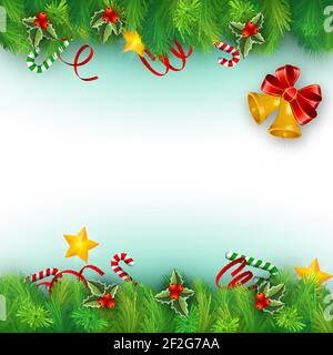 Fond plat avec branches d'arbre de noël et différentes décorations vecteur illustration Illustration de Vecteur
