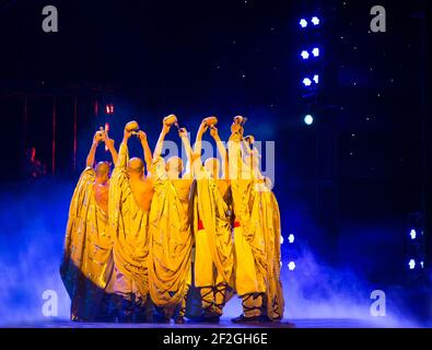 Action dramatique 'Legend of Kungfu', le plus passionnant spectacle de kungfu au monde, 'Red Theatre', Beijing, Chine Banque D'Images