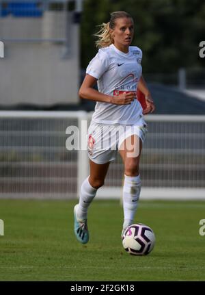 Sandie Toletti de Montpellier Herault Sport Club contrôle le ballon lors du match de football féminin de la coupe française 2019 entre Montpellier Herault Sport Club et Chelsea FC le 6 août 2019 au Stade Michel Bendichou à Colomiers, France - photo Melanie Laurent / A2M Sport Consulting / DPPI Banque D'Images