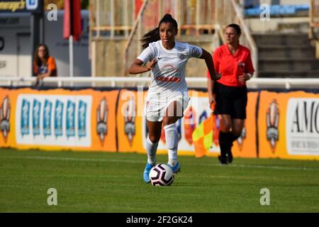 Sakina Karchaoui de Montpellier Herault Sport Club contrôle le ballon lors du match de football féminin de la coupe française 2019 entre Montpellier Herault Sport Club et Chelsea FC le 6 août 2019 au Stade Michel Bendichou à Colomiers, France - photo Melanie Laurent / A2M Sport Consulting / DPPI Banque D'Images