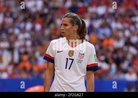 Tobin Heath des Etats-Unis réagit lors de la coupe du monde des femmes de la FIFA France 2019, finale du match de football entre les Etats-Unis et les pays-Bas le 7 juillet 2019 au Stade de Lyon à Lyon, France - photo Melanie Laurent / A2M Sport Consulting / DPPI Banque D'Images