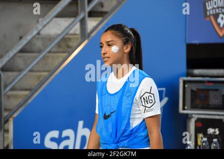 Sakina Karchaoui du Club de sport Herault de Montpellier avant la finale du match de football féminin de la coupe française 2019 entre le Club de sport Herault de Montpellier et le SG de Paris le 8 août 2019 au Stade Michel Bendichou à Colomiers, France - photo Antoine Massinon / A2M Sport Consulting / DPPI Banque D'Images
