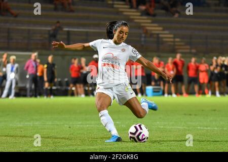 Sakina Karchaoui, du Club de sport Herault de Montpellier, punie lors de la finale du match de football féminin de la coupe française 2019 entre le Club de sport Herault de Montpellier et le SG de Paris le 8 août 2019 au Stade Michel Bendichou à Colomiers, France - photo Melanie Laurent / A2M Sport Consulting / DPPI Banque D'Images