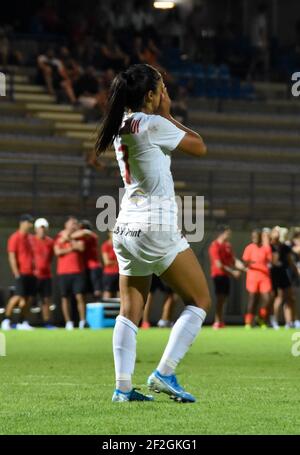 Sakina Karchaoui du Club de sport Herault de Montpellier a manqué une pénalité lors de la finale du match de football féminin de la coupe française 2019 entre le Club de sport Herault de Montpellier et le SG de Paris le 8 août 2019 au Stade Michel Bendichou à Colomiers, France - photo Melanie Laurent / A2M Sport Consulting / DPPI Banque D'Images