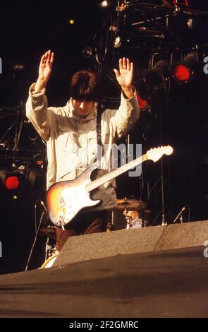 Le groupe d'hippocampes se présentant au T in the Park Festival 1998, à l'aérodrome de Balado, en Écosse, au Royaume-Uni. Banque D'Images