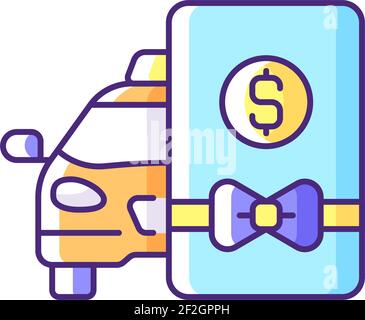 Icône de couleur RVB de la carte-cadeau de taxi Illustration de Vecteur