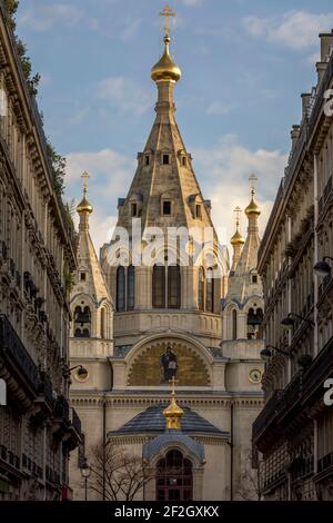 Paris, France - 19 février 2021 : la cathédrale Alexandre Nevsky est une église orthodoxe russe située dans le 8ème arrondissement de Paris. JE Banque D'Images