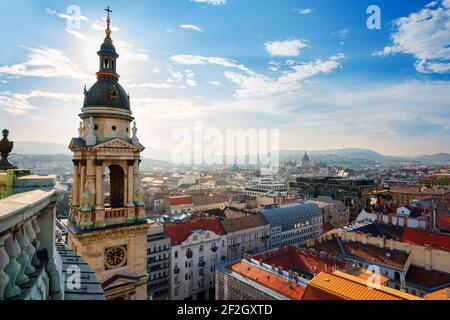 Vue panoramique sur Budapest basilique de St Istvan Banque D'Images