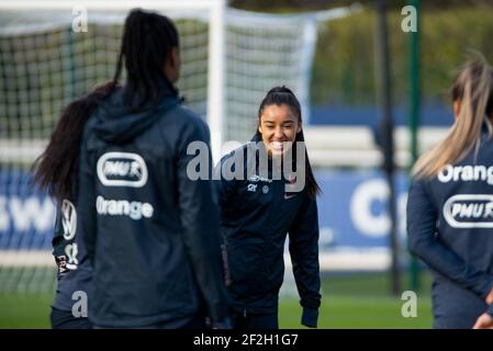 Sakina Karchaoui, de France, réagit lors de la session de formation de l'équipe féminine de France le 29 février 2020 à Clairefontaine, France - photo Melanie Laurent / A2M Sport Consulting / DPPI Banque D'Images