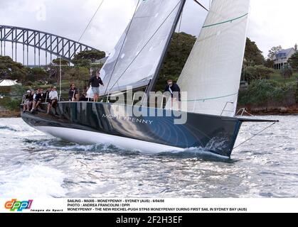 VOILE - MAXIS - MONEYPENNY - SYDNEY (AUS) - 6/04/08 PHOTO : ANDREA FRANCOLINI / DPPI MONEYPENNY - LE NOUVEAU REICHEL-PUGH STP65 MONEYPENNY LORS DE LA PREMIÈRE VOILE DANS LA BAIE DE SYDNEY (AUS) Banque D'Images