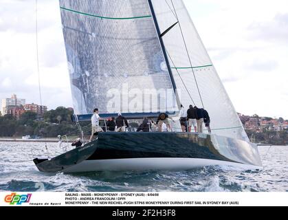 VOILE - MAXIS - MONEYPENNY - SYDNEY (AUS) - 6/04/08 PHOTO : ANDREA FRANCOLINI / DPPI MONEYPENNY - LE NOUVEAU REICHEL-PUGH STP65 MONEYPENNY LORS DE LA PREMIÈRE VOILE DANS LA BAIE DE SYDNEY (AUS) Banque D'Images