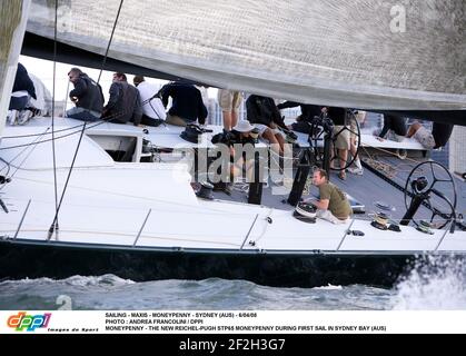 VOILE - MAXIS - MONEYPENNY - SYDNEY (AUS) - 6/04/08 PHOTO : ANDREA FRANCOLINI / DPPI MONEYPENNY - LE NOUVEAU REICHEL-PUGH STP65 MONEYPENNY LORS DE LA PREMIÈRE VOILE DANS LA BAIE DE SYDNEY (AUS) Banque D'Images