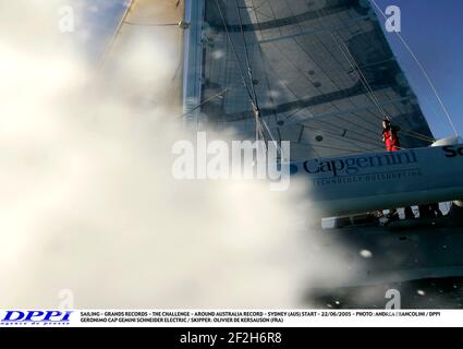 VOILE - GRANDS RECORDS - LE DÉFI - VERS L'AUSTRALIE RECORD - SYDNEY (AUS) DÉBUT - 22/06/2005 - PHOTO : ANDREA FRANCOLINI / DPPI GERONIMO CAP GEMINI SCHNEIDER ELECTRIC / SKIPPER : OLIVIER DE KERSAUSON (FRA) Banque D'Images