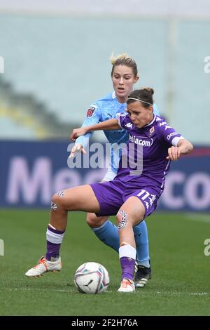 Valery Vigilucci (Fiorentina Femminile)Abby Dahlkemper (Manchester City Women) lors du match de l'UEFA 'Women's Champions League 2020 2021 entre Fiorentina Women 0-5 Manchester City Women au stade Artemio Franchi le 11 mars 2021 à Florence, en Italie. Credit: Maurizio Borsari/AFLO/Alay Live News Banque D'Images