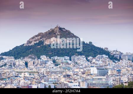 Grèce, Attica, Athènes, vue vers Lykavittos Hill Banque D'Images