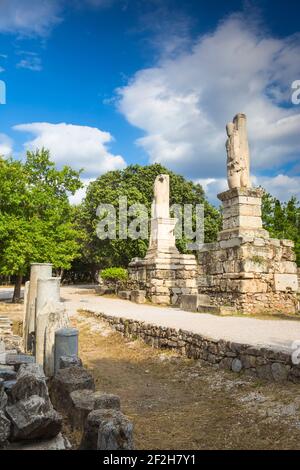 Grèce, Attique, Athènes, l'Agora, statues Banque D'Images