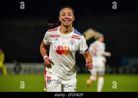 Selma Bacha de l'Olympique Lyonnais réagit lors du championnat de France des femmes D1 Arkema football match entre le FC Paris et l'Olympique Lyonnais le 22 janvier 2021 au stade Robert Bobin de Bondoufle, France - photo Melanie Laurent / A2M Sport Consulting / DPPI Banque D'Images