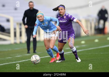 Chloe Kelly (Manchester City Women)Janelle Cordia (Fiorentina Femminile) lors du match de l'UEFA 'Women's Champions League 2020 2021 entre Fiorentina Women 0-5 Manchester City Women au stade Artemio Franchi le 11 mars 2021 à Florence, en Italie. Credit: Maurizio Borsari/AFLO/Alay Live News Banque D'Images