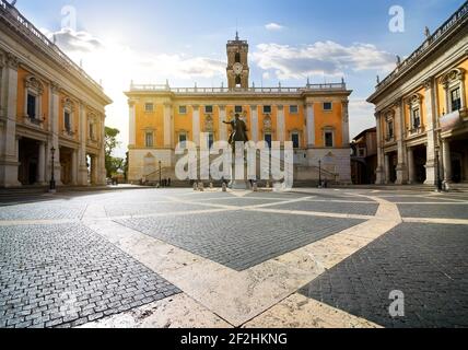 Piazza del Campidoglio sur la colline du Capitole , Rome, Italie Banque D'Images