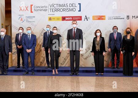 Madrid, Espagne. 10 mars 2021. Le roi Felipe VI d'Espagne et la reine Letizia d'Espagne au concert commémoratif pour les victimes du terrorisme 'XIX Concierto homenaje victims del terrorismo' dans l'Auditorio Nacional de Musica. Madrid, 10.03.2021 | utilisation dans le monde crédit : dpa/Alamy Live News Banque D'Images