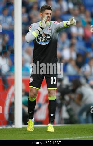 Fabricio Agosto de Deportivo lors du championnat d'Espagne 2014/2015 match de football de la Ligue entre le RCD Espanyol et Deportivo le 26 octobre 2014 au stade Power 8 à Barcelone, Espagne. Photo Bagu Blanco / DPPI Banque D'Images