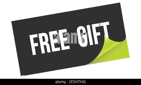 Texte CADEAU GRATUIT inscrit sur un autocollant vert noir. Banque D'Images