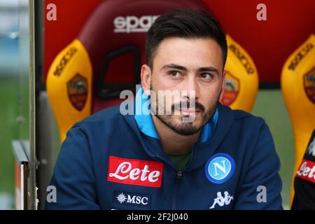 Assistant entraîneur de SSC Napoli Davide Ancelotti sur le banc pendant le championnat italien Serie UN match de football entre AS Roma et SSC Napoli le 2 novembre 2019 au stade Olimpico à Rome, Italie - photo Federico Proietti / DPPI Banque D'Images