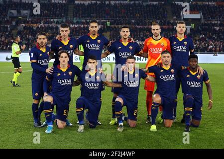 L'équipe Roma pose devant le championnat italien Serie UN match de football entre AS Roma et Juventus le 12 janvier 2020 au Stadio Olimpico à Rome, Italie - photo Federico Proietti / DPPI Banque D'Images