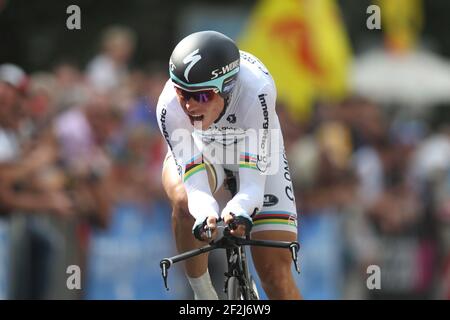 CYCLISME - TOUR DE FRANCE 2012 - PROLOGUE - TEMPS Essai / Liège > Liège (6,1 km) - 30/06/2012 - PHOTO MANUEL BLONDAU / DPPI - OMEGA PHARMA QUICK STEP TEAMRIDER TONY MARTIN D'ALLEMAGNE Banque D'Images