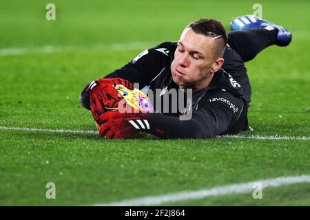 Lukasz Skorupski, gardien de but de Bologne, sauve le ballon pendant le championnat italien Serie UN match de football entre AS Roma et Bologna FC 1909 le 7 février 2020 au Stadio Olimpico à Rome, Italie - photo Federico Proietti / DPPI Banque D'Images