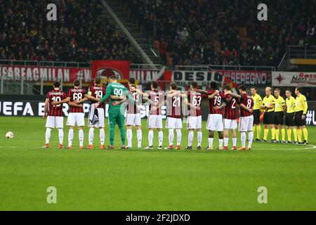 L'équipe Milan avant le tour de l'UEFA Europa League de 16 match de football de première jambe AC Milan contre Arsenal le 8 mars 2018 au stade Meazza - San Siro à Milan, Italie - photo Morgese/Rossini / DPPI Banque D'Images