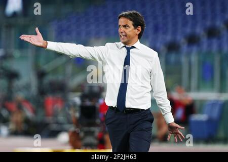 L'entraîneur-chef du Latium Simone Inzaghi réagit pendant le championnat italien Serie UN match de football entre SS Lazio et Cagliari Calcio le 23 juillet 2020 au Stadio Olimpico à Rome, Italie - photo Federico Proietti / DPPI Banque D'Images